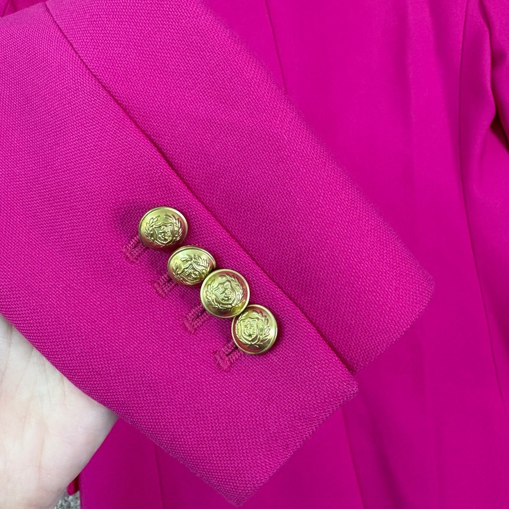 J.CREW Rhodes Blazer Women's 0 Pink Wool Gold Button Professional Barbiecore - Picture 7 of 8